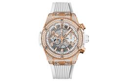 Hublot Часы мужские с автоматическим механическим механизмом big bang, 42 мм, серый циферблат, корпус из 18-каратного королевского золота, ремешок из резины 441.oe.2011.rw.1704