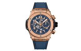 Hublot Большие часы с автоматическим механическим механизмом для мужчин, циферблат 44 мм синий, корпус из 18-каратного королевского золота, ремешок из резины 421.ox.5180.rx
