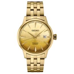 Механические часы со стальным ремешком 40,5 мм мужские с золотым циферблатом Seiko srpk46j1