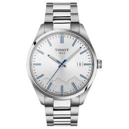 Tissot Часы женские PR Collection с кварцевым механизмом, 40 мм, серебристый циферблат, корпус из нержавеющей стали, браслет из нержавеющей стали t150.410.11.031.00