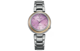 Citizen L Series светоактивированный кварцевый механизм, браслет из нержавеющей стали, женские часы, фиолетовый циферблат EM0588 81X em0588-81x