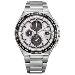 Citizen Часы Airborne Eagle Series с радиоуправлением, кварцевый механизм, ремешок из титанового сплава, мужские часы, белый циферблат at8238-84a