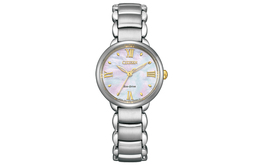 Citizen Световая подзарядка кварцевый механизм браслет из нержавеющей стали женские часы 28 мм розовый циферблат EM0927 87Y em0927-87y