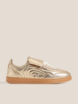 Pepe Jeans: Золотые кроссовки 