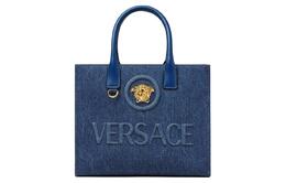 Versace Сумка la medusa denim, шоппер, сумка через плечо, кроссбоди, маленькая женская сумка blue 1005861-1a04287-1uc7v