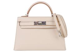 Hermes Мини Kelly Epsom кожаная сумка Kelly плечевая сумка кросс-боди женская 10 Craie Milkshake White h071302ck10