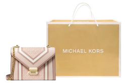 Michael Kors MK Whitney кожаный конверт, сумка через плечо, большая кроссбоди для женщин розовый белый 30h8gwhl3b-641