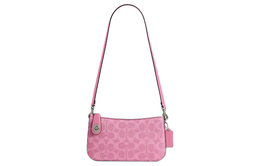 Coach Сумка через плечо Penn Coated Canvas с отделкой из телячьей кожи, женская, серебро и ярко-розовый cm568-lhwpu