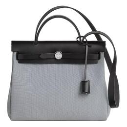 Hermes Сумка кросс-боди herbag zip military canvas с кожаной крышкой hunter cow женская шиферно-серая и black lid h078971ckcn