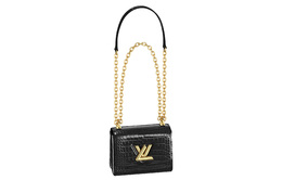 Louis Vuitton Сумка-цепочка из кожи крокодила Twist Short Snouted, кроссбоди, наплечная сумка Women's Black n95386
