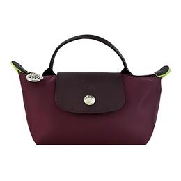 Longchamp Сумка-пельмень Le Pliage Green Recycled Canvas с кожаными деталями, малая, женская, deep red и brown 34175919009 | deep red & brown