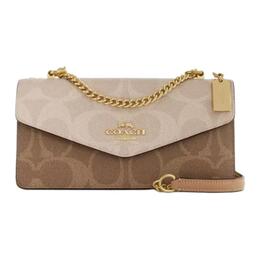 Кожаный конверт Klare Coated Canvas, сумка через плечо, кроссбоди средний размер женская tan Coach cbi99-imxi9