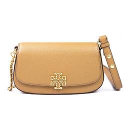 Tory Burch Кожаная сумка Britten через плечо с одной лямкой средний размер женская светло-коричневая 138772909