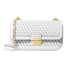 Michael Kors Кожаная портативная сумка кроссбоди, маленькая женская сумка через плечо optical white 30t4g2rl5l-optic white