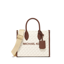 Michael Kors Сумка-хобо Mirella из спилка и искусственной кожи для женщин Vanilla White & Brown 35s4g7zc5b150
