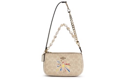 Coach Покрытая тканью маленькая сумка через плечо Mahjong Sets для женщин малого размера Sand & Chalk White cw426-imxdm(team80-玫瑰花藤) | dazzling color sparkle