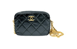 Chanel Фотосумка из коровьей кожи и золотистого металла, мини-женская наплечная сумка, кроссбоди черная as3383-b08482-94305