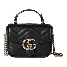 Gucci Кожаная сумка GG Marmont через плечо миниатюрная женская черная 811238-aaeck-1000