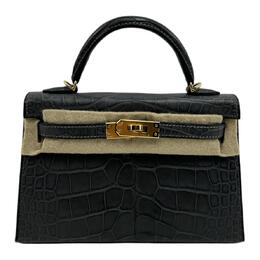 Hermes Мини Kelly 2-го поколения матовая крокодиловая кожа сумка Kelly мини женская 88 графитовый серый h071324cc88