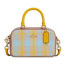 Coach Жаккардовая сумка-сатчел с гладкой кожаной отделкой, кросс-боди, маленькая, женская, ярко-желтая cbi90-imy3f