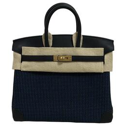 Hermes Сумка Birkin из холста и кожи Swift, женская, Black & Blue h082747ccam