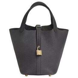 Сумка Picotin Lock из кожи Clemence, ведро, женская сумка Slate Gray Hermes h056289cp85