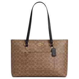 Стационарная сумка тоут из покрытого холста, шоппер, большая женская сумка через плечо tan Coach ccd69-imqrx