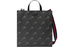 Gucci Холщовая сумка с кожаными вставками, шопер, плечевая сумка, кроссбоди, мужская сумка черно-серая 495559-g02an-8992