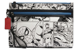 Coach Сумка-клатч Marvel Collaboration большая женская белая из лакированного холста с телячьей кожей 1828-qbm2