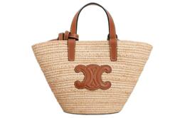 Рафия с телячьей кожей женская сумка через плечо натуральный и tan Celine 10m582dz2-02nt