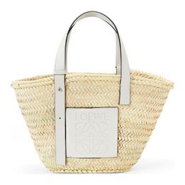 Loewe Сумка-корзинка из пальмового листа и телячьей кожи Natural/White a223s92x04-2163