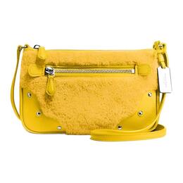 Coach Сумка кросс-боди Rhyder Pebbled Leather With Shearling, Sheepskin, маленькая женская сумка через плечо, yellow 36490-svban