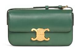 Celine Сумка Triomphe из блестящей телячьей кожи, женская сумка через плечо Candy Forest Green 194143bf4-31fe