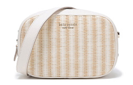 Kate Spade Сумка-мессенджер из соломки, наплечная сумка, через плечо для женщин белый бежевый желтый pxr00479-116