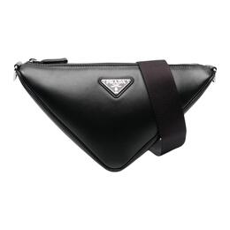 Prada Треугольная кожаная сумка через плечо, кроссбоди мужская black 2vh155_vol_o2ddj