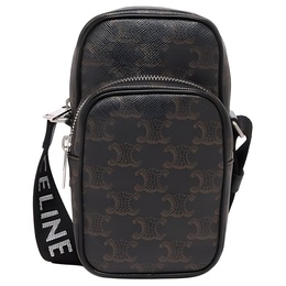 Celine Сумка-мессенджер Triomphe из кожи, кроссбоди, мини-рюкзак через плечо мужская желто-коричневая 197182dnd-38si