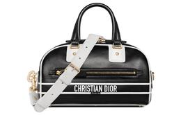 Christian Dior Гладкая кожаная сумка для боулинга, сумка через плечо, кроссбоди, женская сумка trumpets black m6209oobr-m911