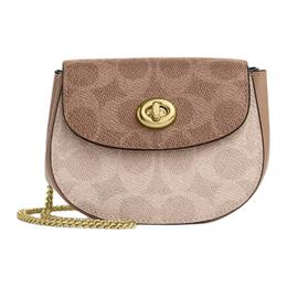 Coach Мини-сумка через плечо Turnlock с покрытием из ткани, женская, Gold & Sand & Brown & Umber cz474-imxi9