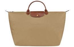 Сумка Le Pliage Cow Leather Trim Portable One Shoulder Travel Bag Large Women's Beige Longchamp 1624089526