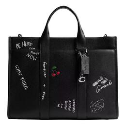 Coach Сумка-тоут из кожи с текстурой личи, шоппер, сумка через плечо, большая мужская сумка black cas26-blc