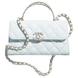 Chanel Сумка через плечо из глянцевой телячьей кожи с зерненым тиснением, женская, светло-голубая ap3238-b10307-nagep