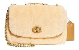 Coach Плед из овчины плюш с гладкой кожей портативная сумка кроссбоди, сумка через плечо женская ecru ce721-b4na
