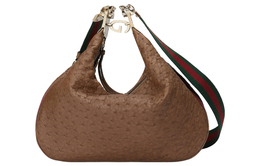 Gucci Сумка-кроссбод Attache из кожи страуса, через плечо или на одно плечо, большая, женская, светло-коричневая 702823-laaa9-3142