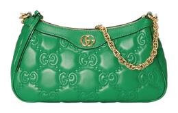 Gucci Кожаная сумочка GG Matelassé, зеленая женская сумка через плечо 735049-um8hg-3773