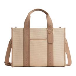 Сумка-шоппер Smith Canvas With Leather, сумка для покупок, сумка через плечо, женская большая сумка Natural Coach cak93-imlg6