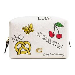 Coach Кожаная косметичка Essential Leather Makeup Bag Small для женщин, цвет Chalk и Multicolor can93-b4cah | chalk & multicolor