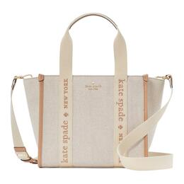 Kate Spade Сумка из холста, тоут, шоппер, через плечо, кроссбоди, маленькая женская сумка beige & brown kg767-960