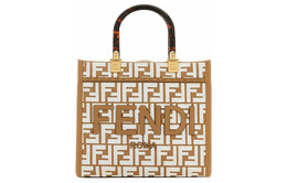 Fendi Сумка через плечо Raffia с кожаными вставками, кроссбоди, женская повседневная, Brown/White 8bh394-apzl-f1mb1