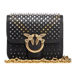 Pinko Сумка-мессенджер Love Bell из телячьей кожи, женская сумка через плечо, кроссбоди черная 100049-a18k-z99n