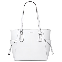 Michael Kors Кожаная наплечная сумка voyager большая женская white 35s5sv6t7l-optic white